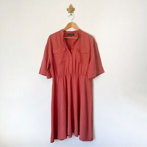 Eloquii Rust Orange Shirt Dress Plus Size 14 cotton blend preowned